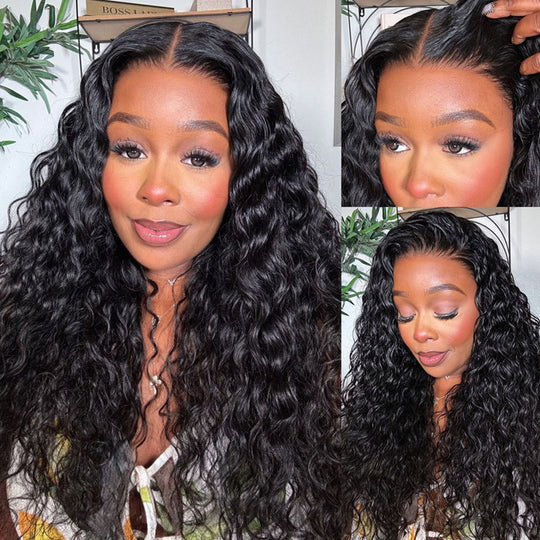 Water Wave Wig Ear-to-ear Glueless 13x6 Full Frontal Lace Wig with Drawstring Friendly To All Heads