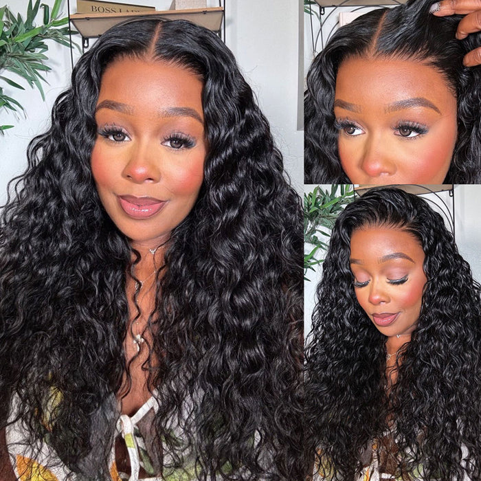 Curly 4x4 Skinlike Transparent Lace Wig Glueless Human Hair Wigs 180% Density
