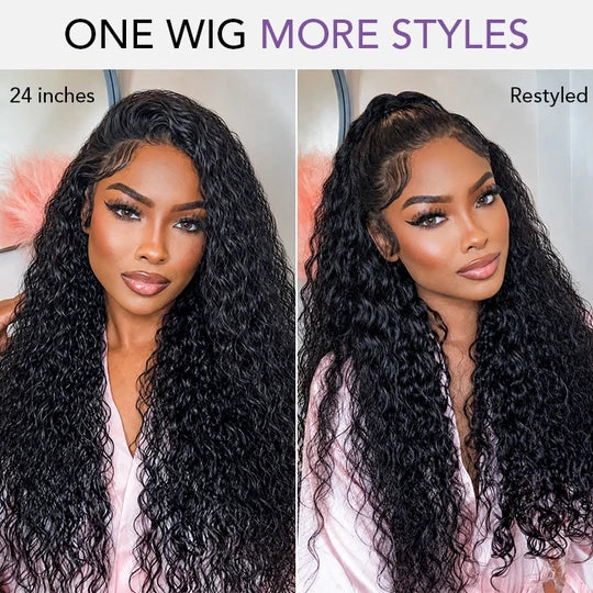 Water Wave Wig Ear-to-ear Glueless 13x6 Full Frontal Lace Wig with Drawstring Friendly To All Heads