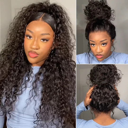 360 Water Wave Invisi-String Snug Fit Skin Full Lace Frontal Wig Glueless Pre Bleached Human Hair Wig