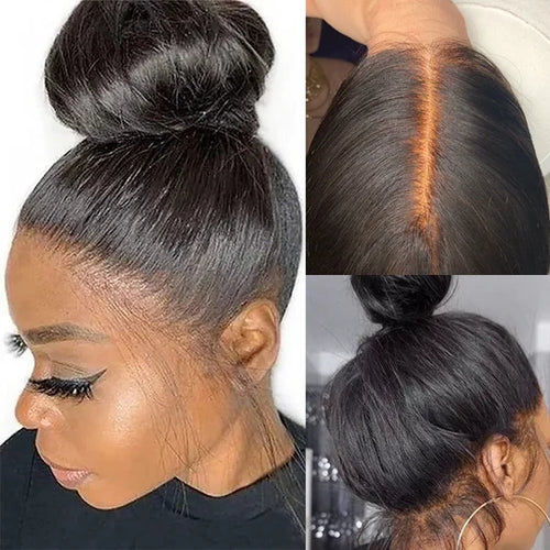 360 Full Straight Lace Wig Human Hair Snug Fit Glueless Wig Pre Bleached Knots Lace Parting Anywhere