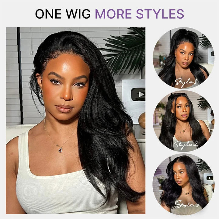 Kinky Straight 13x4 Lace Wig Pre-Plucked Natural Hairline With Bleached Invisible Knots