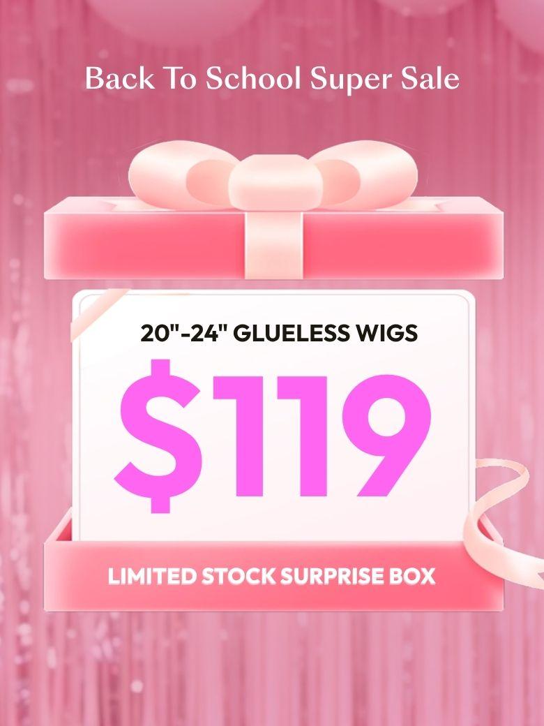 The UNICE $89 Surprise Box Randomly Get 22''-30'' 13x4 Pre-Everything wig Value $329-$499 image highlights t0th Anniversary Unbeatable Deals, Rules, 1.GetA RandomColor&.