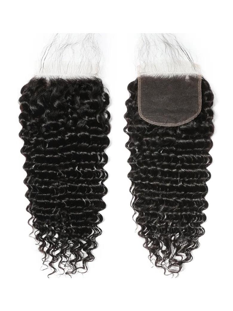 The Unice Deep Wave 4 Bundles with 5x5 Free Part HD Lace Closure Natural Black detail image shows brazilian deep wave closure closure closure closure closure closure.