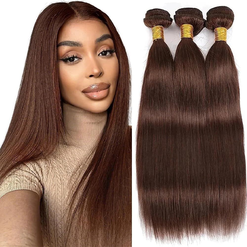 10A Brazilian Hair Chocolate Brown Straight Human Hair 3 Bundles Virgin Human Hair Extensions Sew In Weave