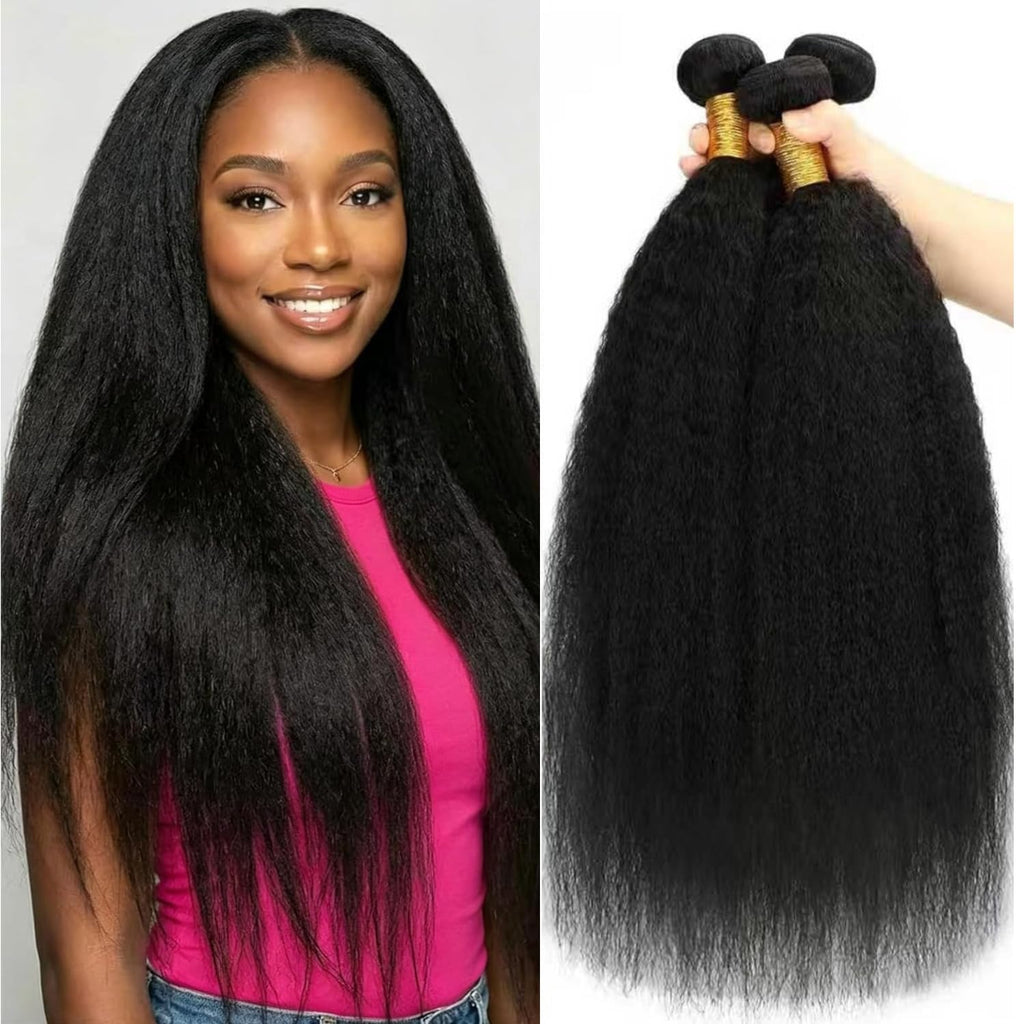 10A Kinky Straight Brazilian Hair 3 Bundles Virgin Human Hair Extensions Sew In Weave
