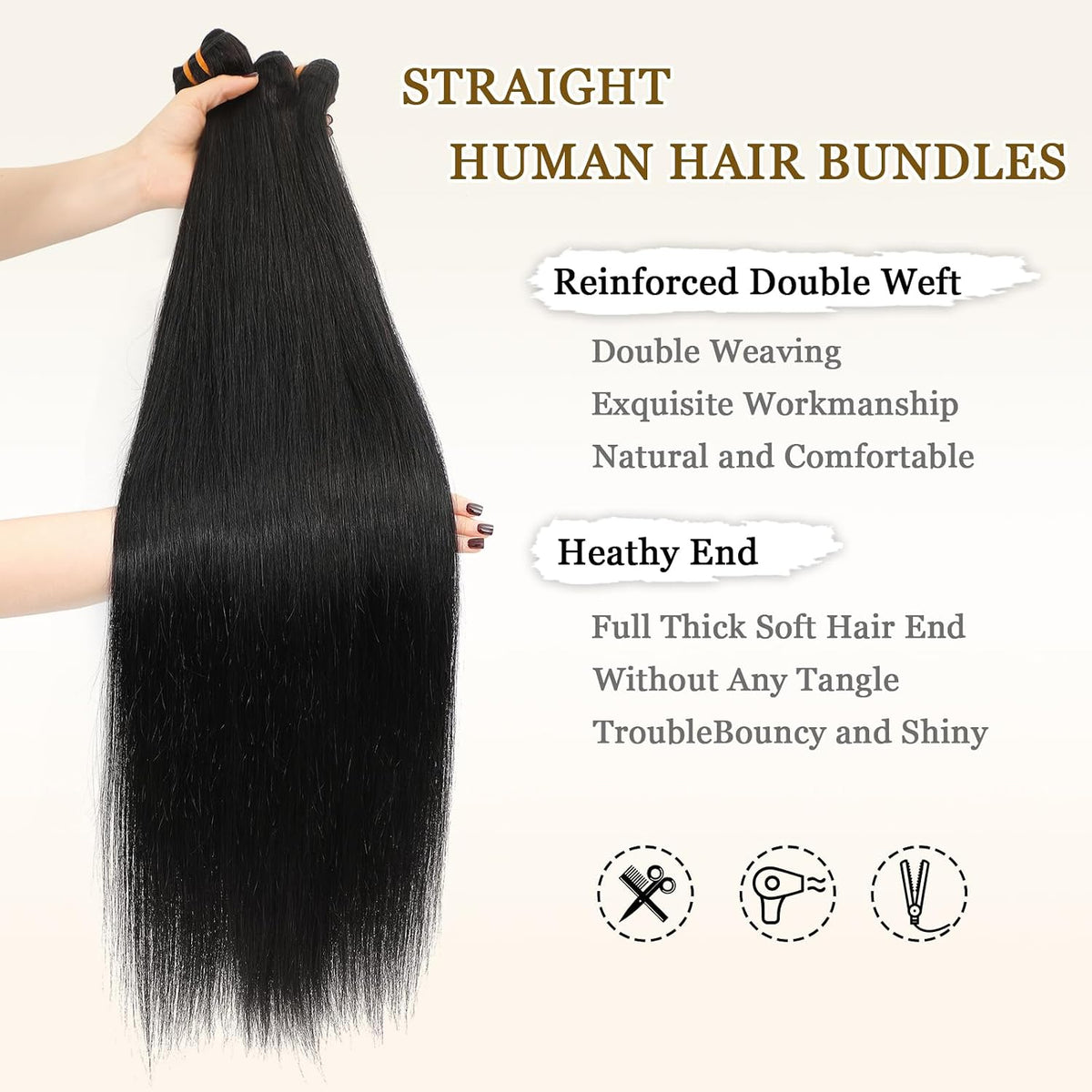15A Brazilian Hair 3pcs Double Drawn Straight 100% Virgin Human Hair Bundles