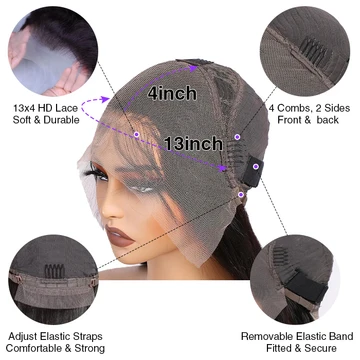 Water Wave 13x4 Skinlike Real Lace Frontal Wig Glueless Human Hair Wigs