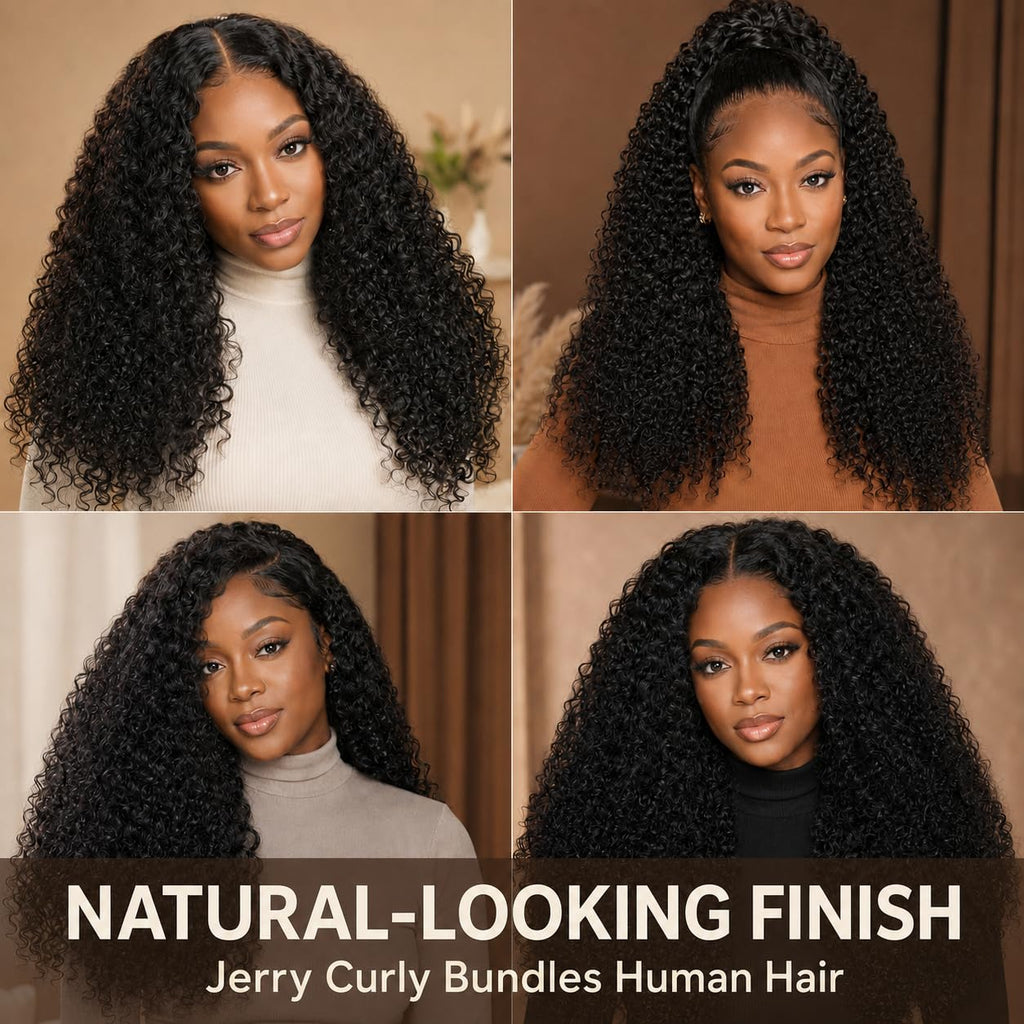 10A Jerry Curly Brazilian Hair Straight Human Hair 3 Bundles Virgin Human Hair Extensions Sew In Weave