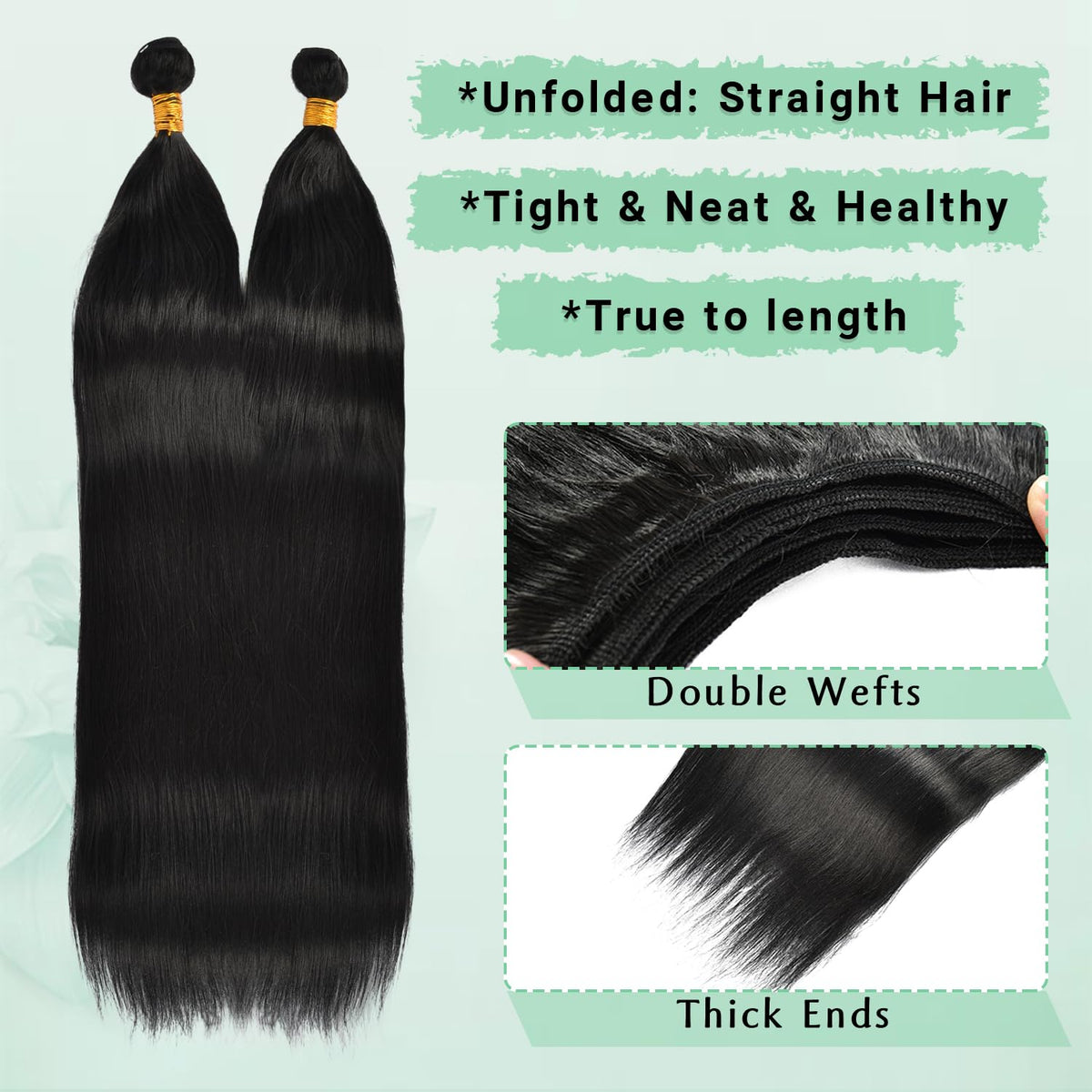 12A Straight Hair 2 Bundles Straight Virgin Human Hair Sew In Weave