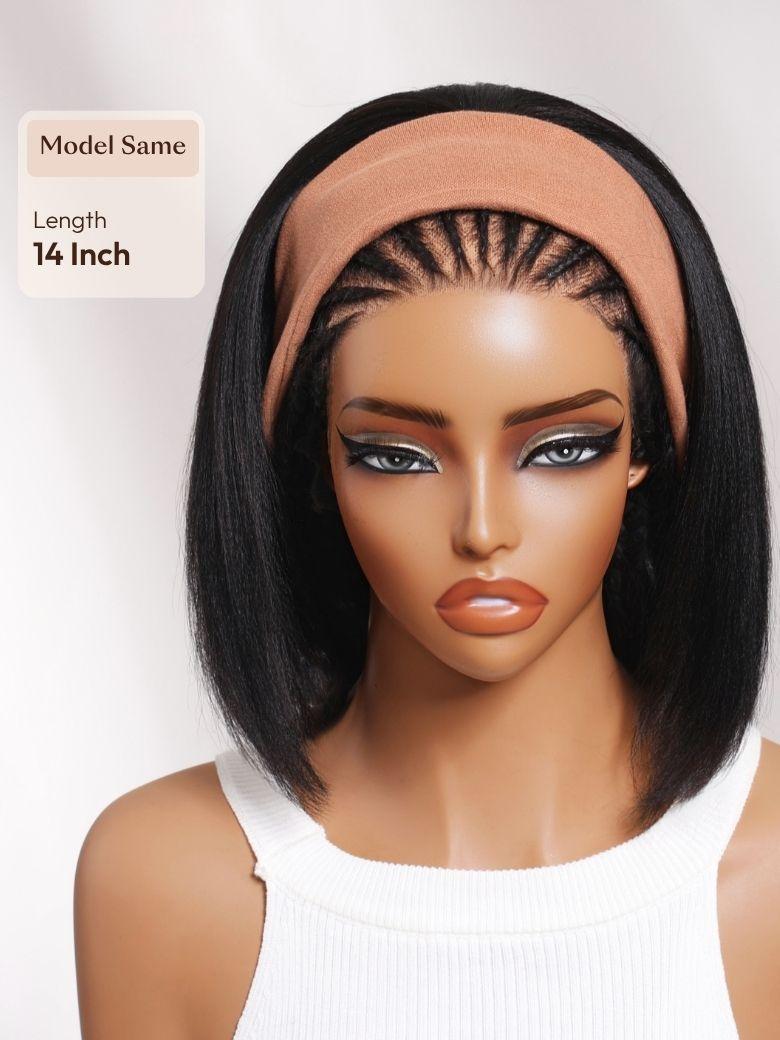 UNice Flip Over Half Wig Natural Black Yaki Straight Bob Wig