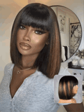 Balayage Highlights 4x2 Lace Bob Wig with Bang 150% Density