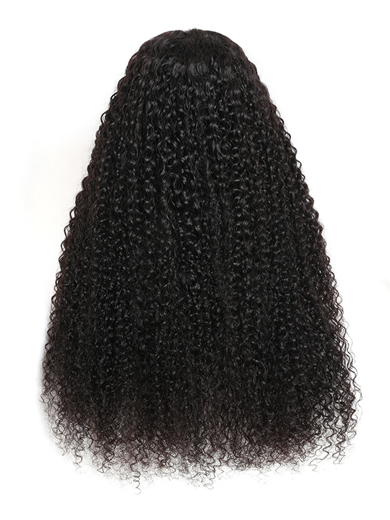 The UNice 200% Density 13x4 Larger Lace Frontal Curly Hair wig Pre Plucked Human Hair product image shows a curly wig with a long, curly hair and curly texture, 13x4.