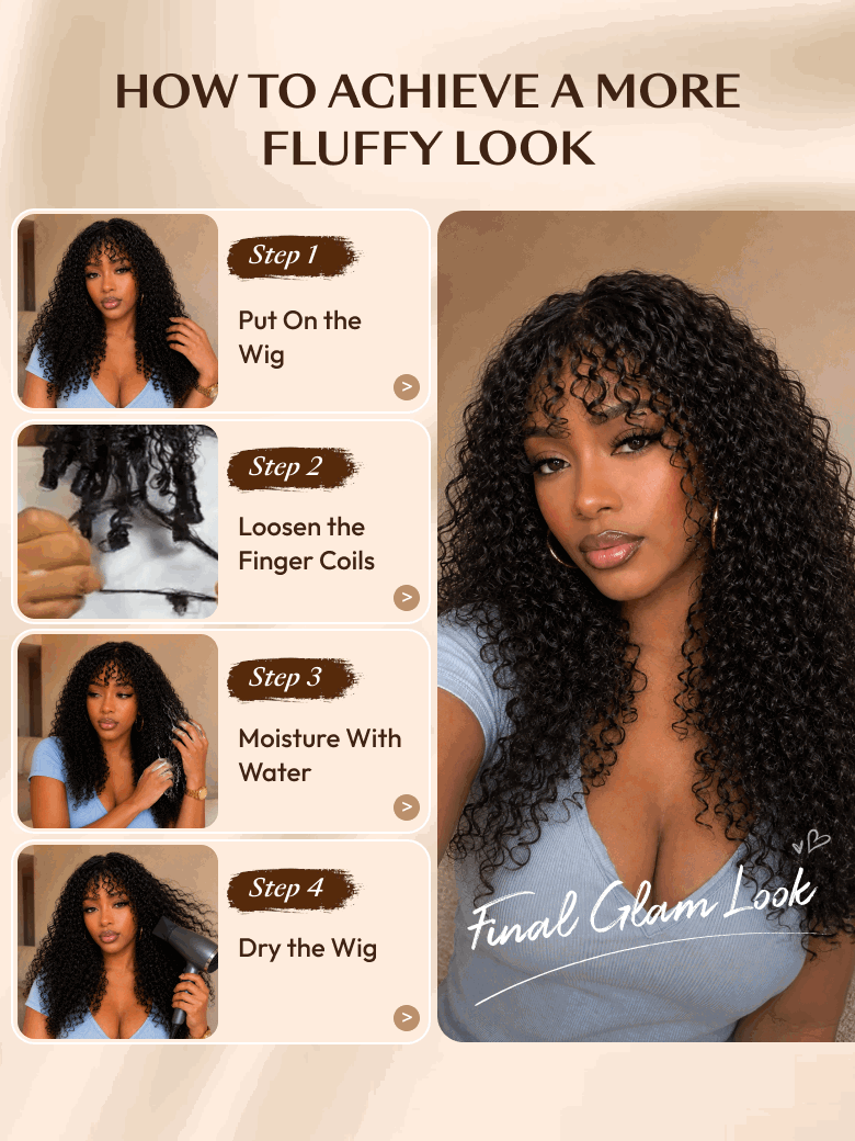 UNice Burmese Curly Wig With Finger Curly Ends Bye-Bye Slip™ 7×5 Lace Closure Glueless Glam-Ready Defined Finger Curl Ends Soft Natural Volume