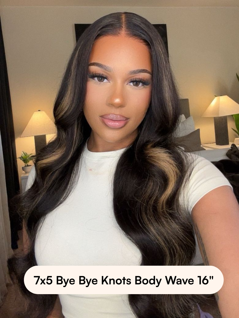 A model displays the Unice Flash Sale Glueless wig 13x4 Front Lace/ 250% Density/ Body Wave... 16 Inch wig, showing a model with long hair and a white top and body wave.