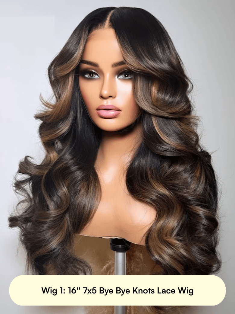 A model displays the UNice All wig $89: Bye Bye Knots Wig 13x4 Pre-Everything Lace Wig, showing wigs for black women and 13x4, lace finish.