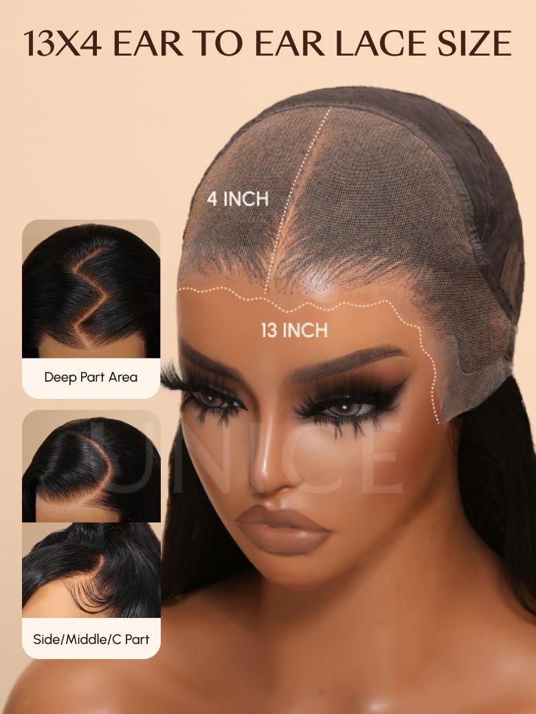 The UNice 13x4 Pre-Everything Lace Frontal Honey Blonde Highlights Jerry Curly Wig Real image highlights 13X4EARTOEARLACESIZE, 4INCH, 13INCH, DeepPartArea, brazilian.