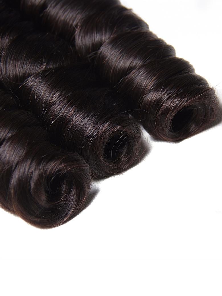 The UNice 3pcs/pack Peruvian Virgin Hair Loose Wave product image shows a bunch of hair and loose wave texture, virgin human hair quality.