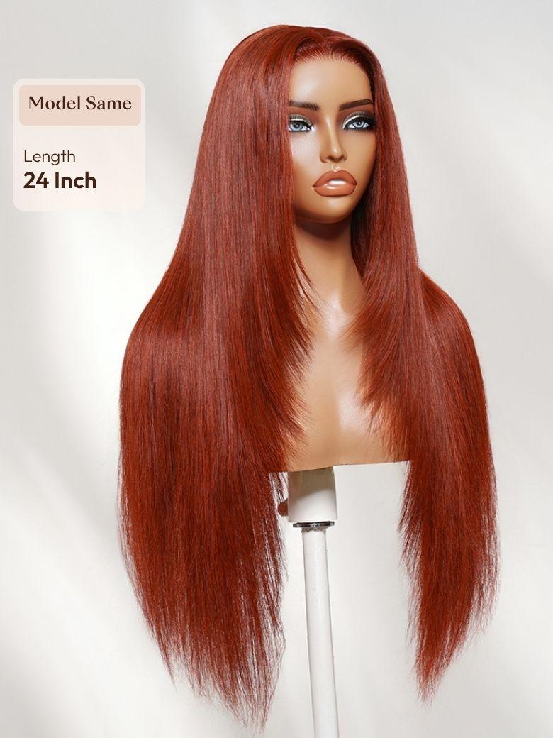 UNice Reddish Brown Layered Straight Wig Bye-Bye Slip™ 7×5 Lace Closure Glueless Glam-Ready Rich Color Sleek Style