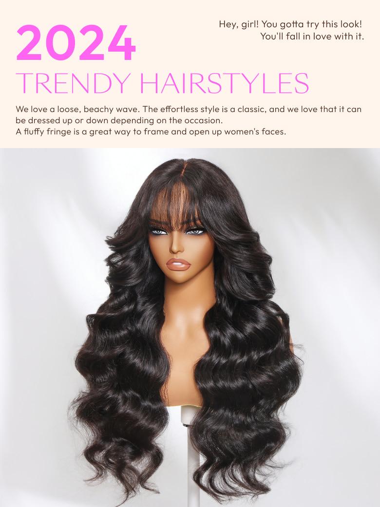 The UNice 180% Density 7x5 Byebye Knots Lace Frontal Fluffy Layer Natural Loose Wave Wig image highlights Hey, girl!Yougottatrythislook!, You'll fall inlovewithit.