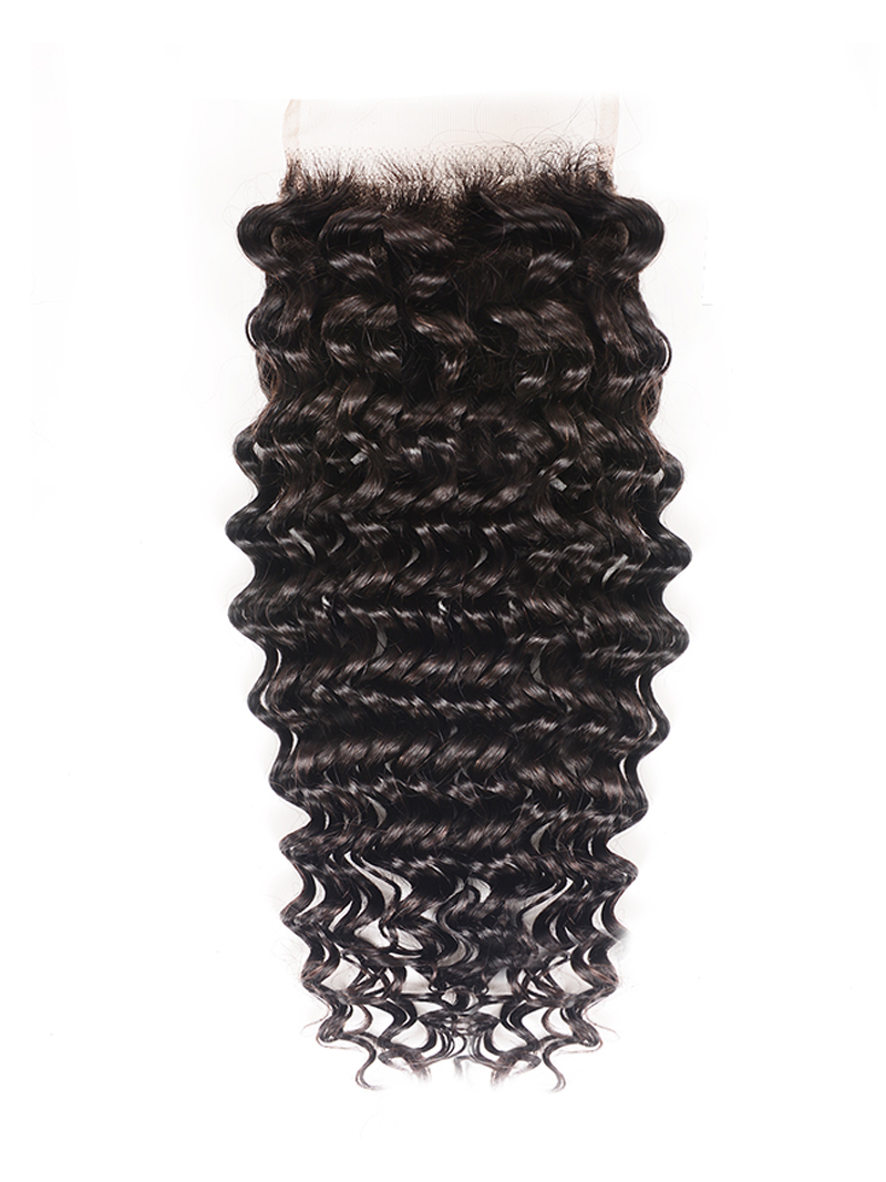 The Unice Deep Wave 4 Bundles with 5x5 Free Part HD Lace Closure Natural Black product image shows brazilian curly closure closure closure closure closure closure.