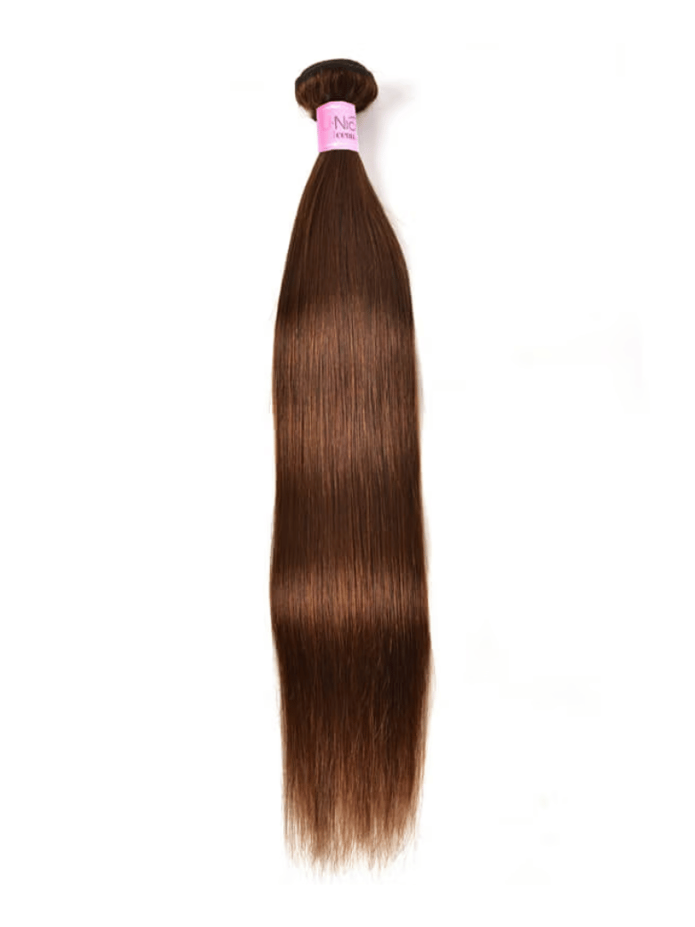 The UNice Rare Human Hair Weave #4 Body Wave & Straight Hair Bundles 1 Bundle Deal image highlights Nia, brazilian straight hair and body wave texture, straight texture.
