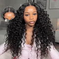 Glueless 4x4 Lace Deep Wave Wigs 100% High Quality Virgin Human Hair Wigs Pre Plucked
