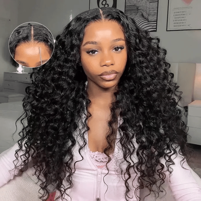 Glueless 4x4 Lace Deep Wave Wigs 100% High Quality Virgin Human Hair Wigs Pre Plucked