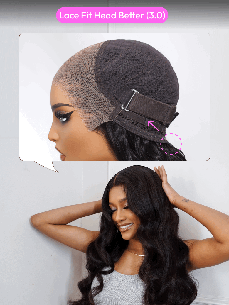 A model displays the UNice 13x4 Pre-Everything Lace Frontal Wig Kinky Curly Wig With Bleached Invisible Knots, showing a model with long hair wearing a hat and kinky.