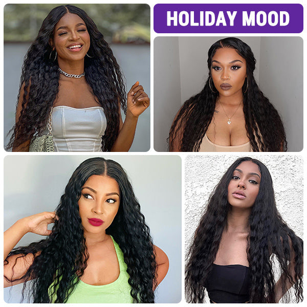 Worth | Flowy Bohemian Curly 13×4 Closure Lace Glueless Mid Part Long Wig 100% Human Hair