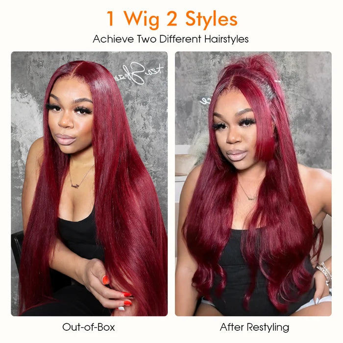 99J Color Wig 13x4 Frontal Lace Human Hair Wigs