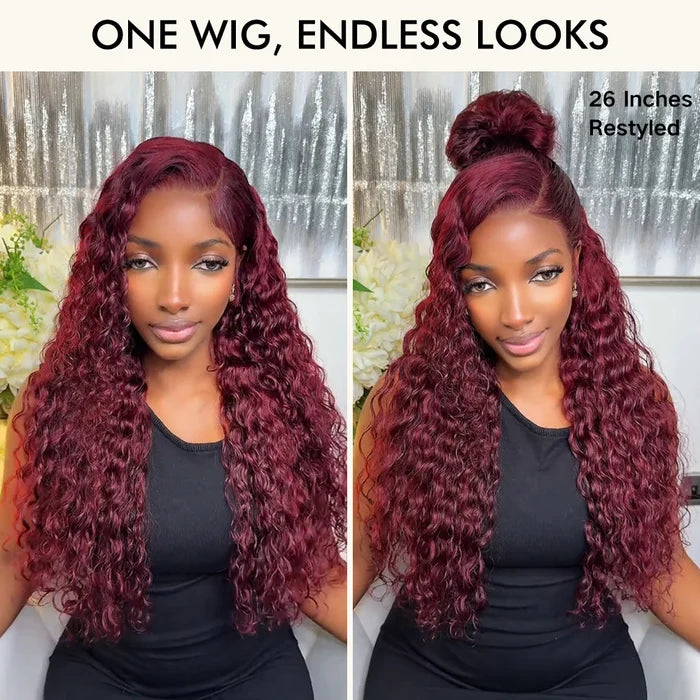 Deep Wave 99J Burgundy Wig 13x4 HD Lace Frontal Wigs with Pre Plucked Hairline Pre Cut Lace