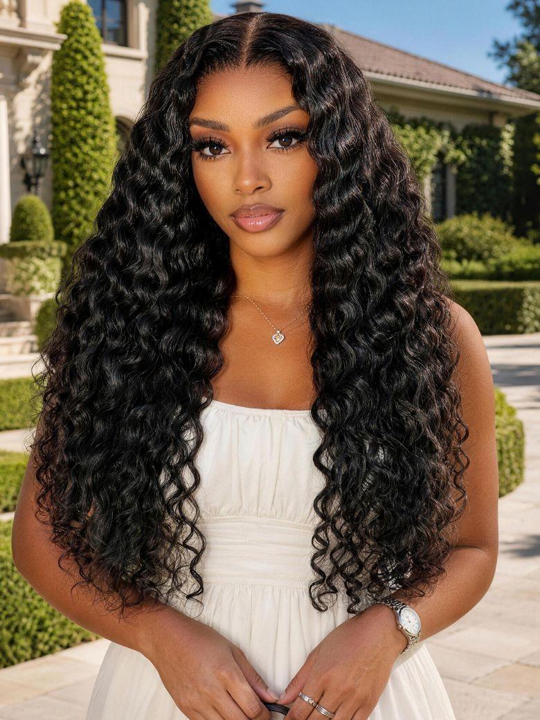 UNice 7x5 Bye Bye Slip™ Lace Natural Black Fluffy Indian Curly Glueless Wig with Invisi Drawstring