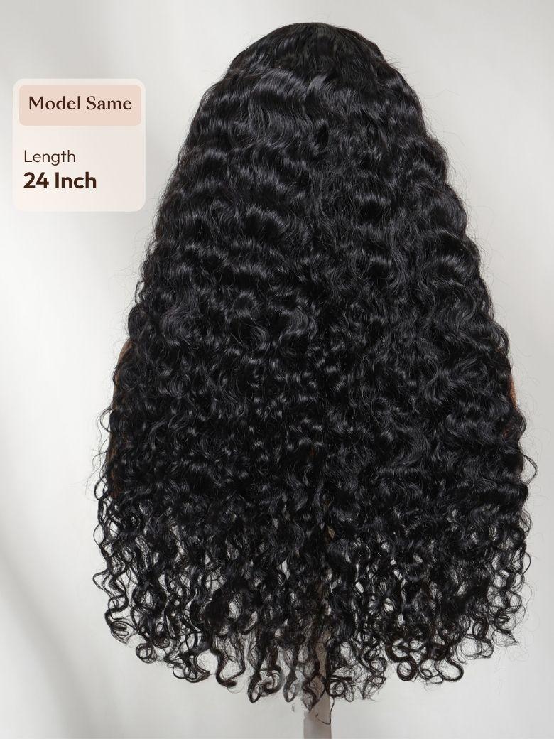 UNice 7x5 Bye Bye Slip™ Lace Natural Black Fluffy Indian Curly Glueless Wig with Invisi Drawstring
