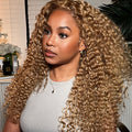 Blonde Curly 13x4 HD Lace Frontal Wigs 100% Human Hair Low Maintenance Glueless Wigs For Beginner