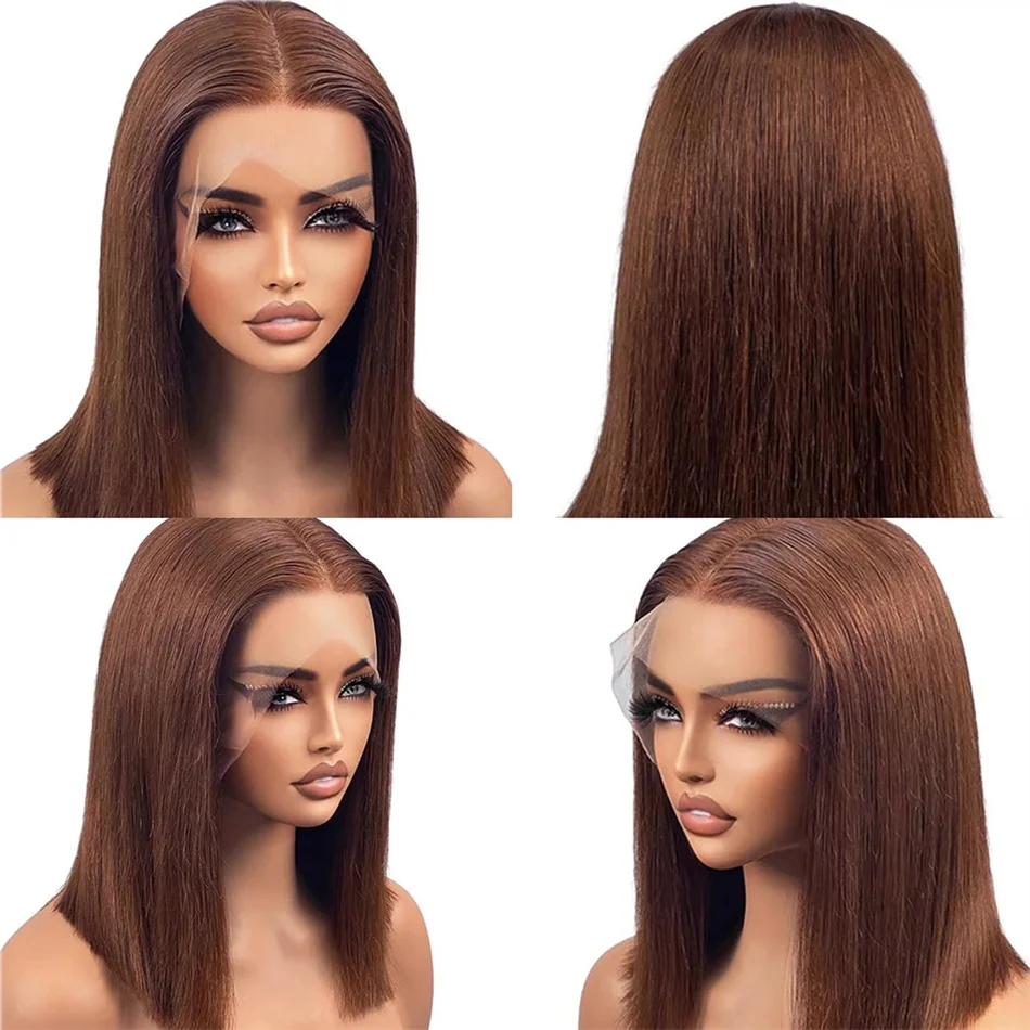 Brown Color Straight 5×5/13x4 Transparent Lace Bob Wig Human Hair