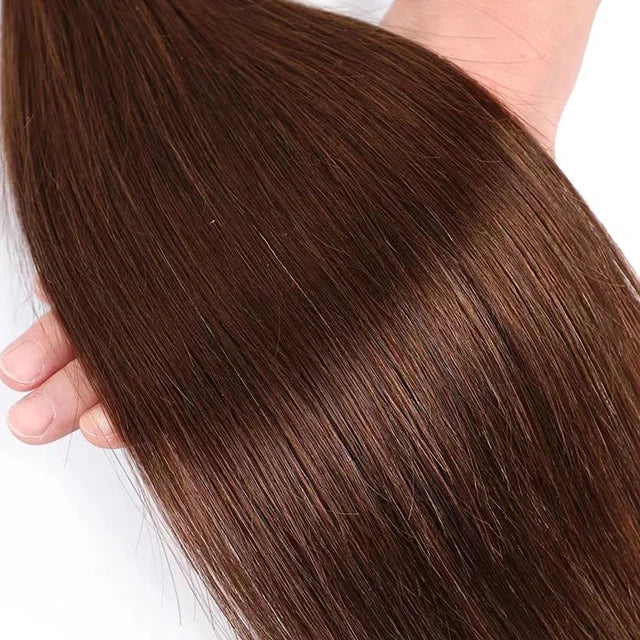10A Brazilian Hair Chocolate Brown Straight Human Hair 3 Bundles Virgin Human Hair Extensions Sew In Weave