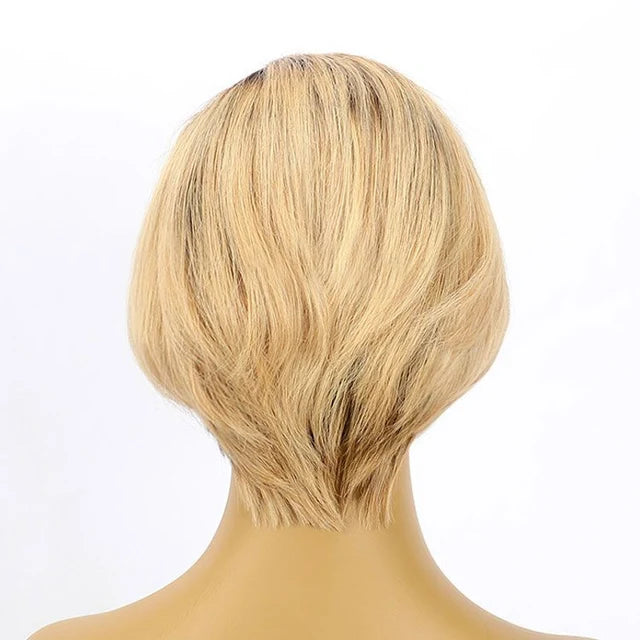13x1 T Part Short Pixie Cut Lace Wig Human Hair Color Wig
