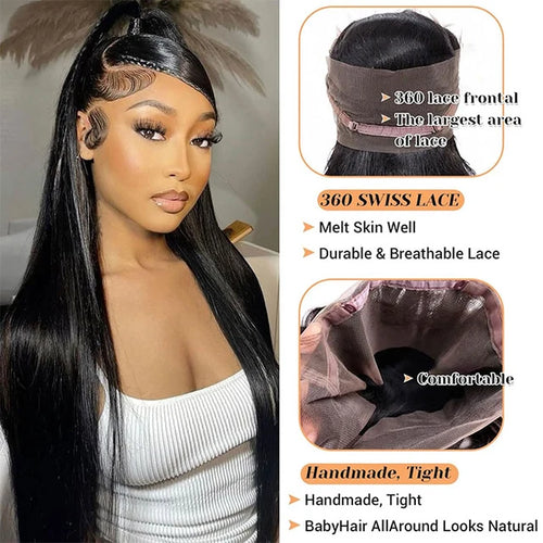 360 Full Lace Pre Plucked Silky Straight Virgin Human Hair