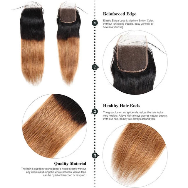 4x4 Lace Closure 1B30 Color Body Wave Human Hair Extensions