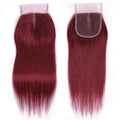 4x4 Lace Closure 99j Burgundy Straight 100% Unprocessed Human Virgin Hair Silk Straight