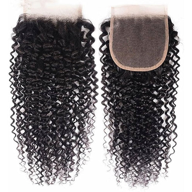 4x4 Jerry Curly Transparent Lace Closure Human Hair Closure Natural Black Hair Top Swiss Lace