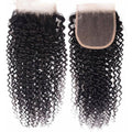 4x4 Jerry Curly Transparent Lace Closure Human Hair Closure Natural Black Hair Top Swiss Lace
