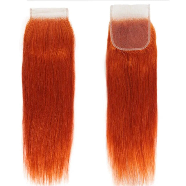 4x4 Lace Closure Ginger Orange Body Wave Human Hair Extensions