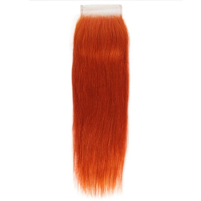 4x4 Lace Closure Ginger Orange Body Wave Human Hair Extensions