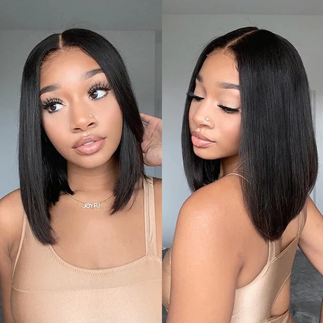 Short Bob 13x4 Lace Frontal Wig Pre Plucked Virgin Human Hair