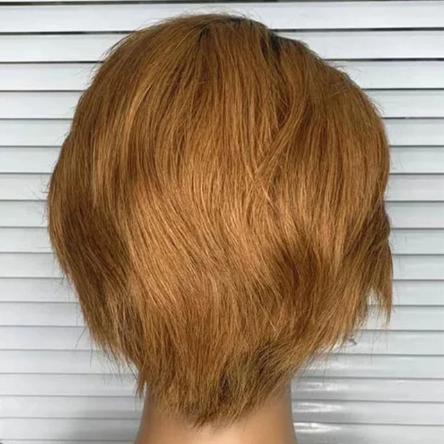 13x1 T Part Short Pixie Cut Lace Wig Human Hair Color Wig