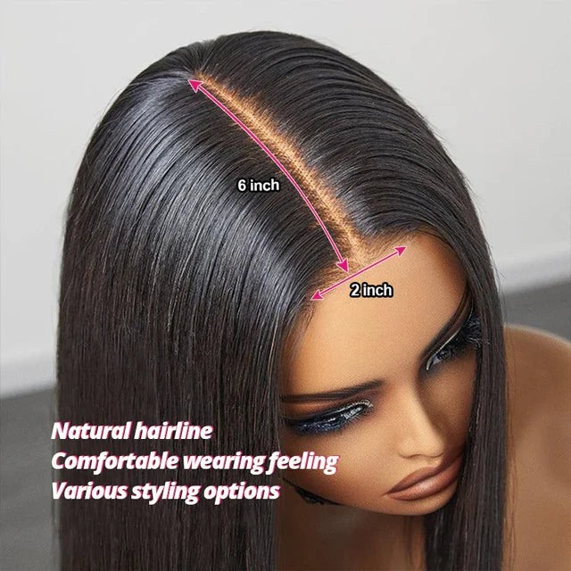 SDD Glueless Vietnam hair 2x6 Lace Closure Wig Silky Straight 100% Human Hair