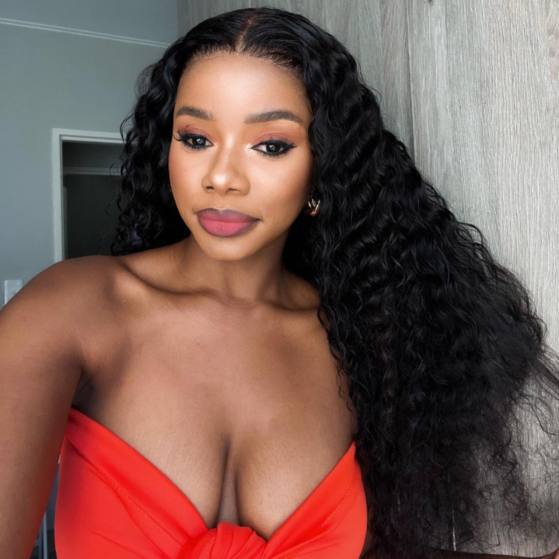 Stunning Natural Black Curly Wig 13x4 Frontal Lace Wig