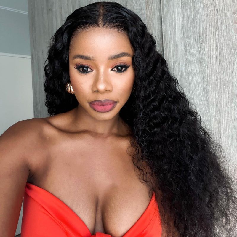 Stunning Natural Black Curly Wig 13x4 Frontal Lace Wig